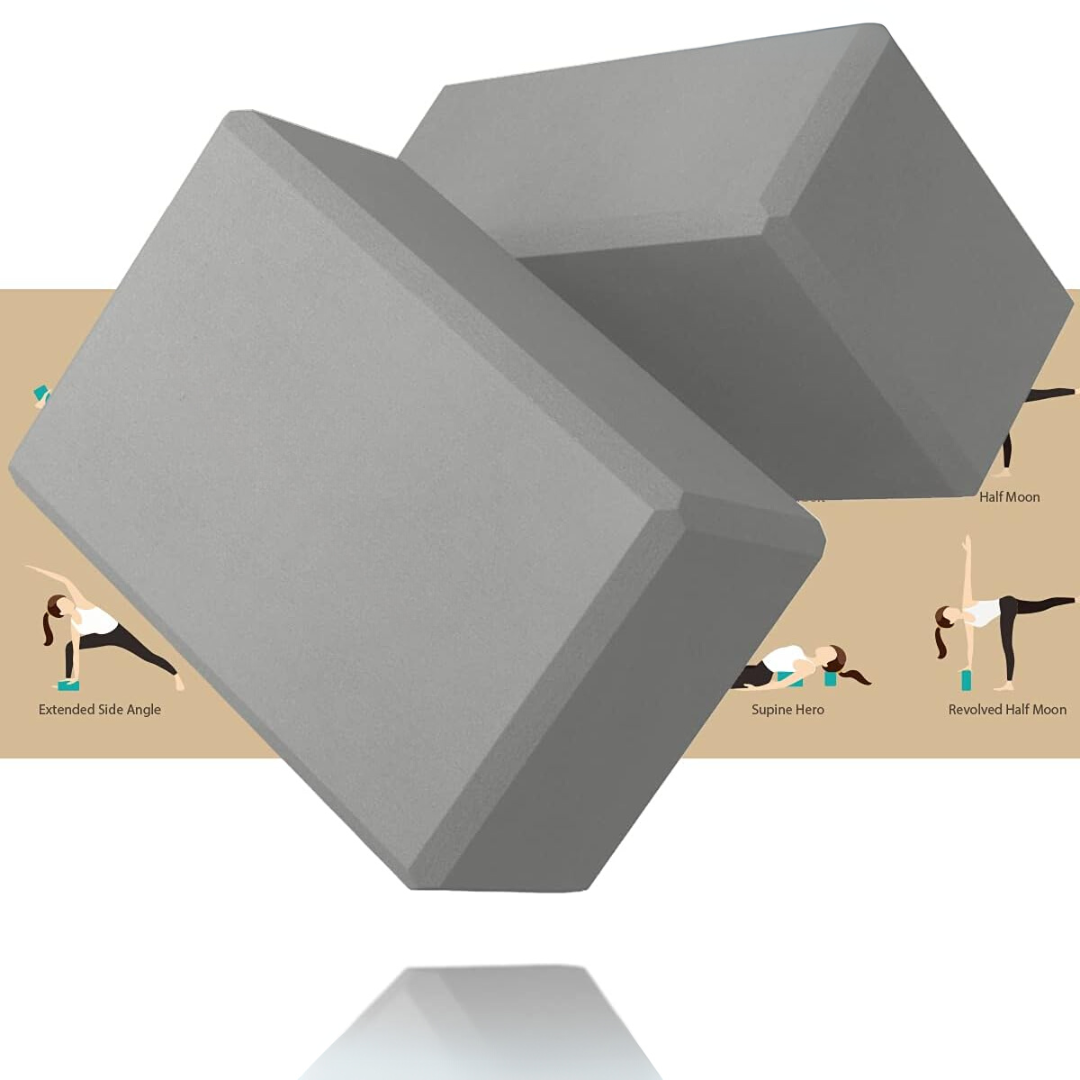 High Density EVA Foam Yoga Blocks (2 Pieces)-Gray-Nora Luxe