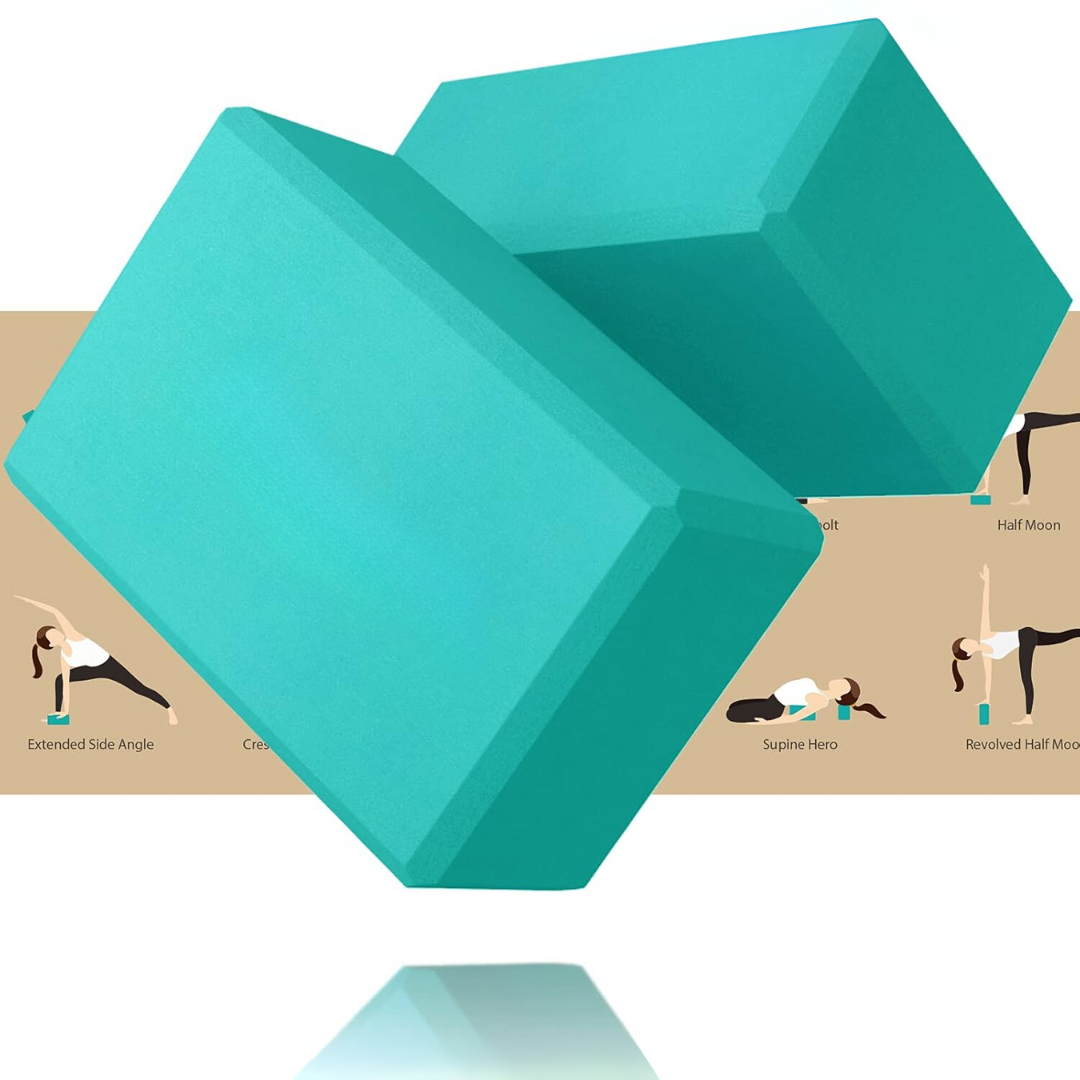 High Density EVA Foam Yoga Blocks (2 Pieces)-Turquoise-Nora Luxe