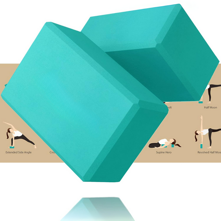 High Density EVA Foam Yoga Blocks (2 Pieces)-Turquoise-Nora Luxe