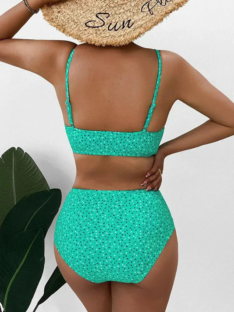 High Waist Bikini Set – Eliva-Burgundy red-S-State of Style