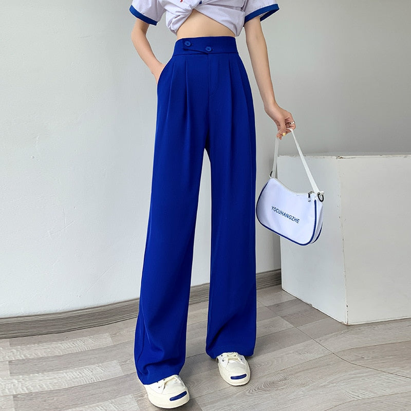 High-Waist Casual Women's Trousers with Wide Leg – Emilia-Pink-S-Nora Luxe