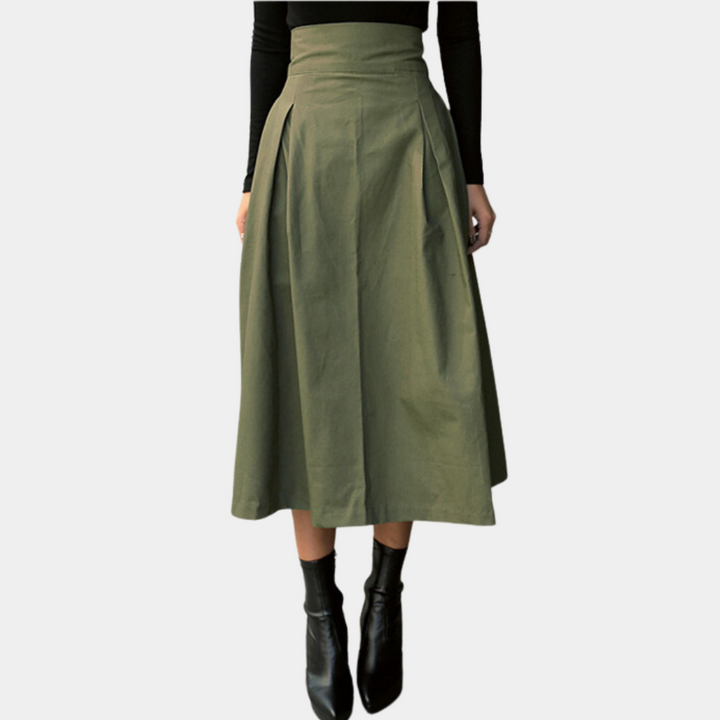 High-Waist Skirt with Bow Detail - Elina-Black-XS-Nora Luxe