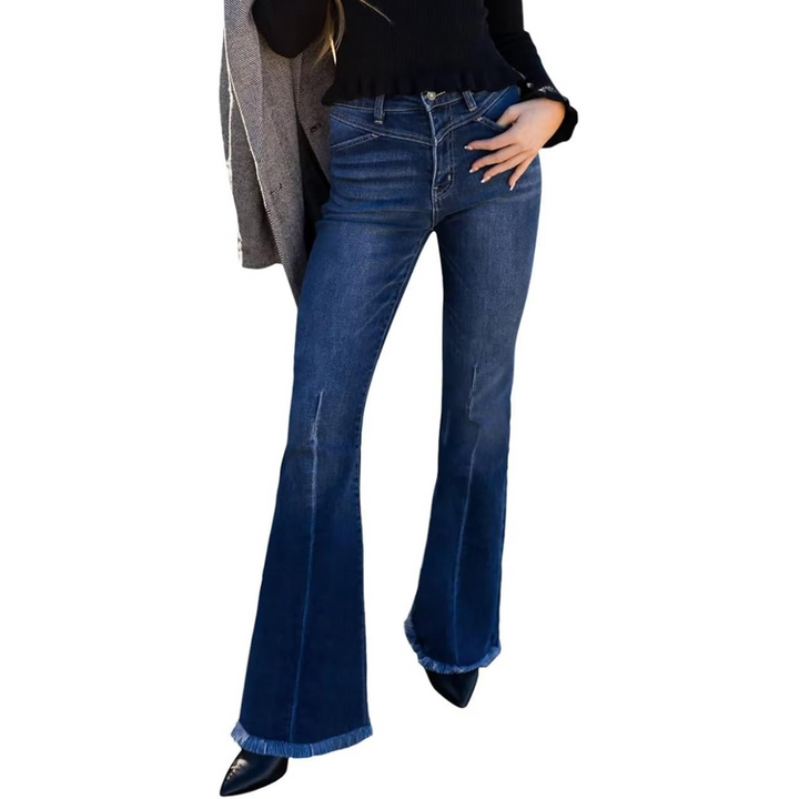 High-Waisted Flared Women's Jeans – Stella-Blue-2XS-Nora Luxe