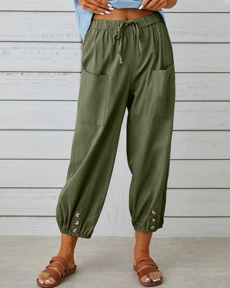 High-Waisted Women's Trousers – Olivia-Army green-S-Nora Luxe
