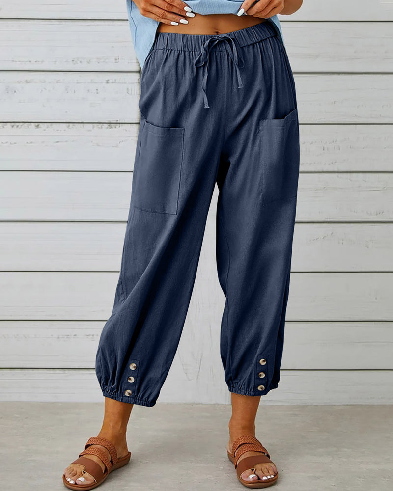 High-Waisted Women's Trousers – Olivia-Dark blue-S-Nora Luxe