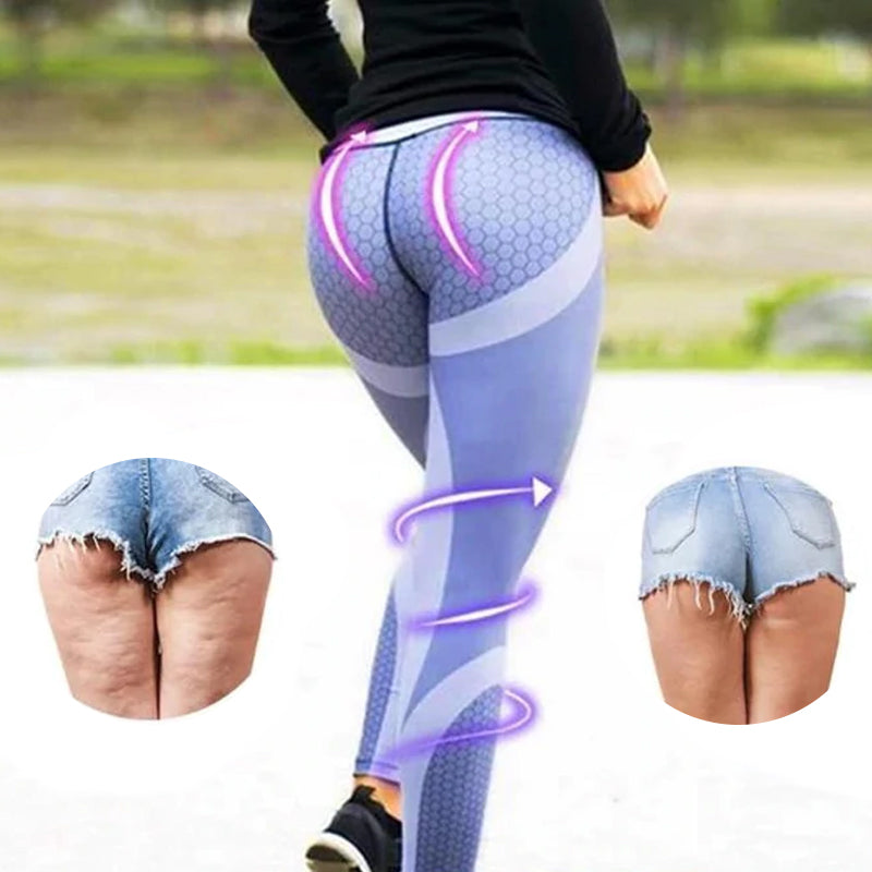 High Waisted Women's Yoga Leggings with Geometric Pattern - Aurora-Black-S-Nora Luxe