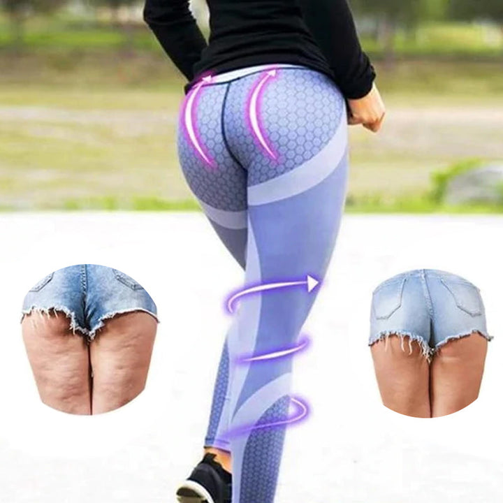 High Waisted Women's Yoga Leggings with Geometric Pattern - Aurora-Black-S-Nora Luxe