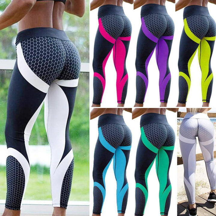 High Waisted Women's Yoga Leggings with Geometric Pattern - Aurora-Black-S-Nora Luxe