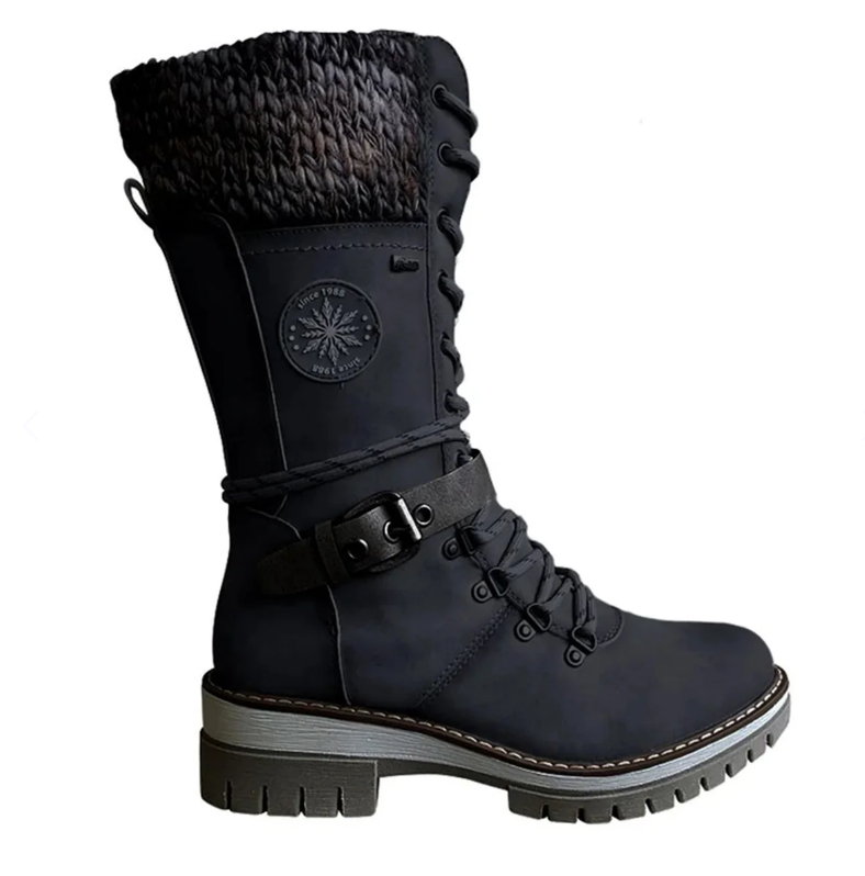 High Women's Boots with Orthopedic Sole - Amelia-Black-3.0-Nora Luxe