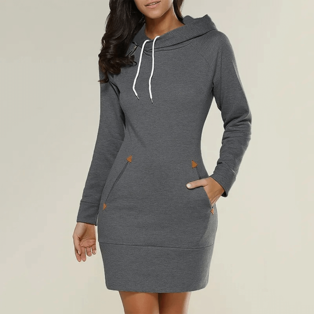 Hooded sweatshirt dress with pockets – Isabella-Black-S-Nora Luxe