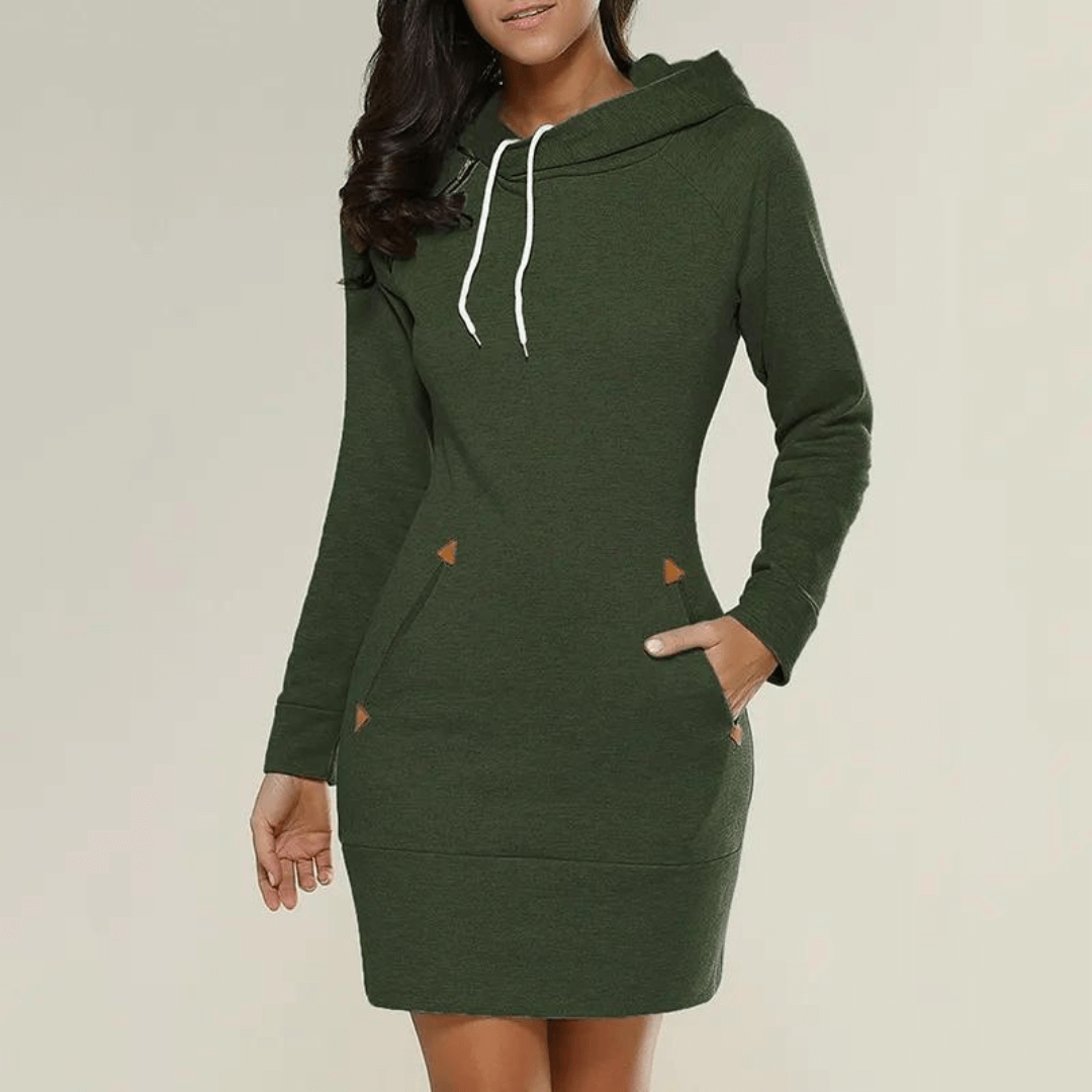 Hooded sweatshirt dress with pockets – Isabella-Black-S-Nora Luxe