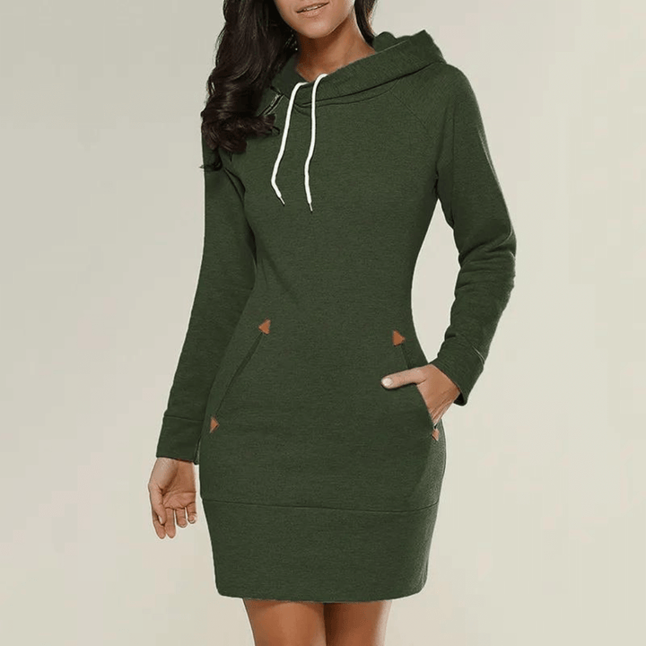 Hooded sweatshirt dress with pockets – Isabella-Black-S-Nora Luxe