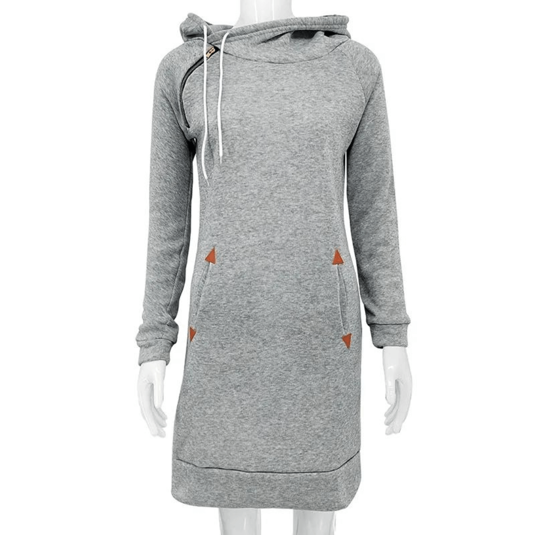 Hooded sweatshirt dress with pockets – Isabella-Black-S-Nora Luxe