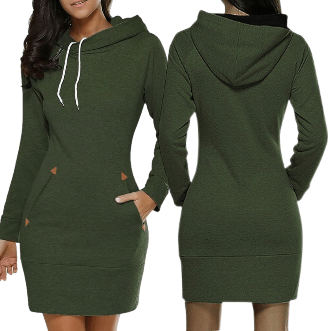 Hooded sweatshirt dress with pockets – Isabella-Black-S-Nora Luxe