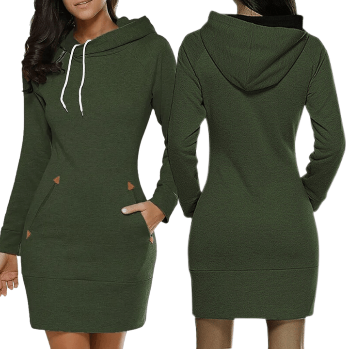 Hooded sweatshirt dress with pockets – Isabella-Black-S-Nora Luxe