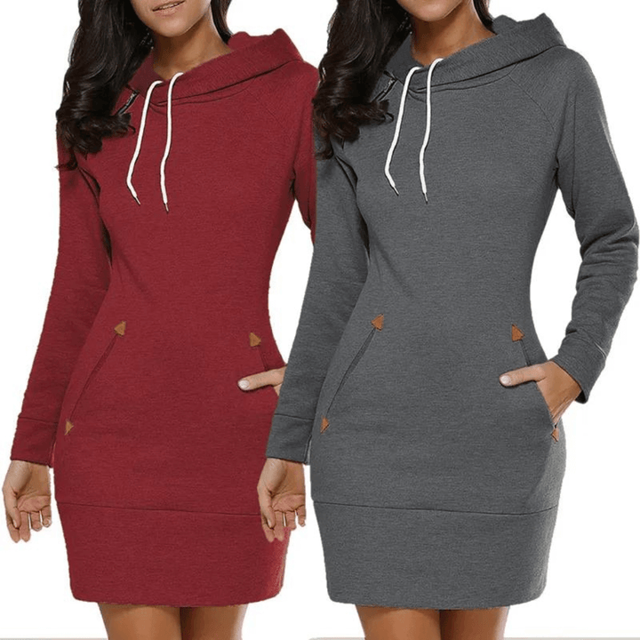 Hooded sweatshirt dress with pockets – Isabella-Black-S-Nora Luxe