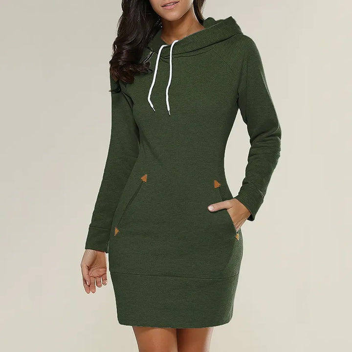 Hooded sweatshirt dress with pockets – Isabella-Green-S-Nora Luxe
