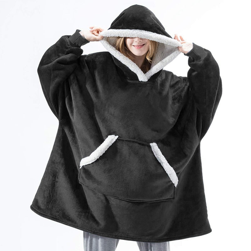 Hoodie & Blanket | Wonderful combination of a soft hoodie and a comfortable blanket in one!-Washed Pink & White-State of Style