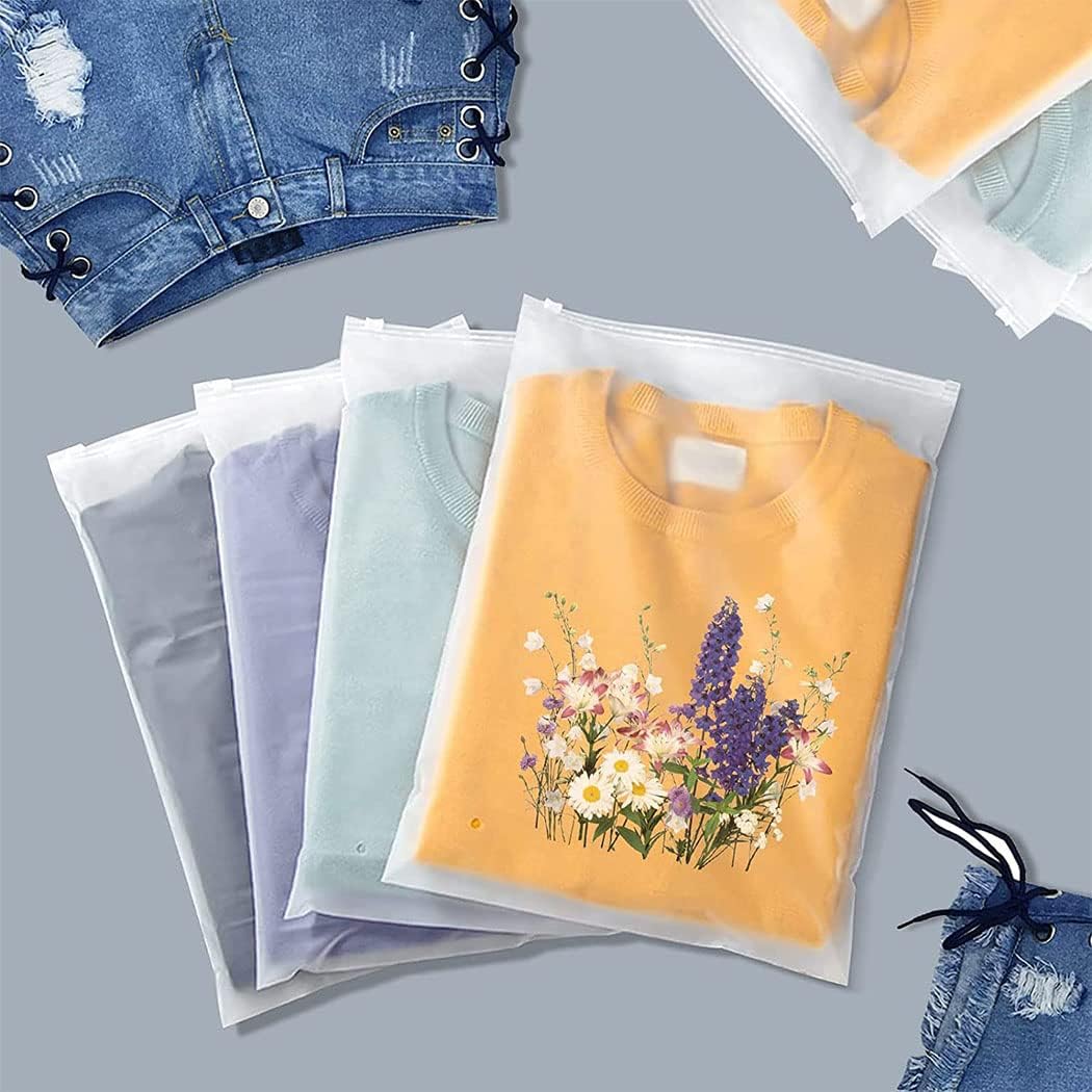 Resealable Frosted Zip Bags – 40-Pack Clothing Storage Sleeves with Vent Holes