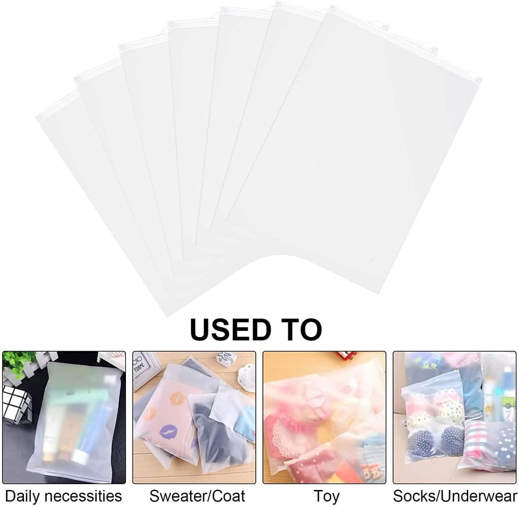 Resealable Frosted Zip Bags – 40-Pack Clothing Storage Sleeves with Vent Holes