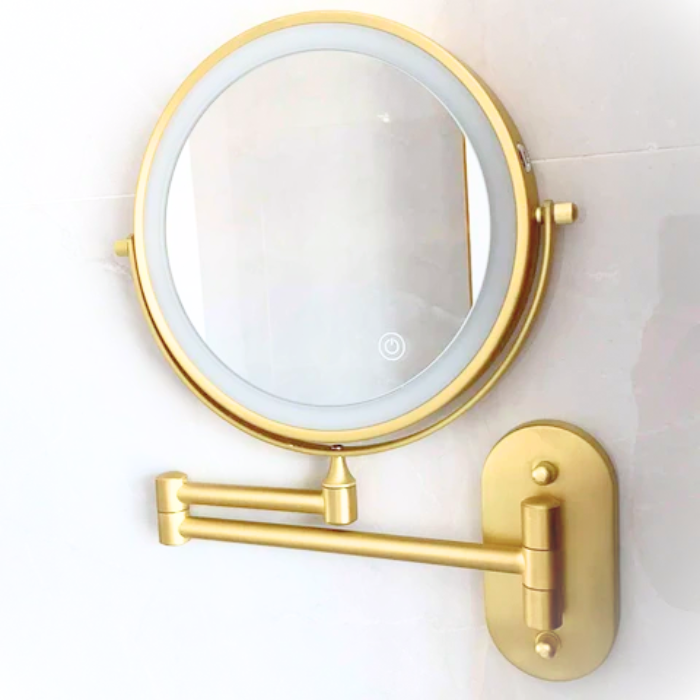 Illuminated Makeup Mirror - LumiAura-Gold-Nora Luxe