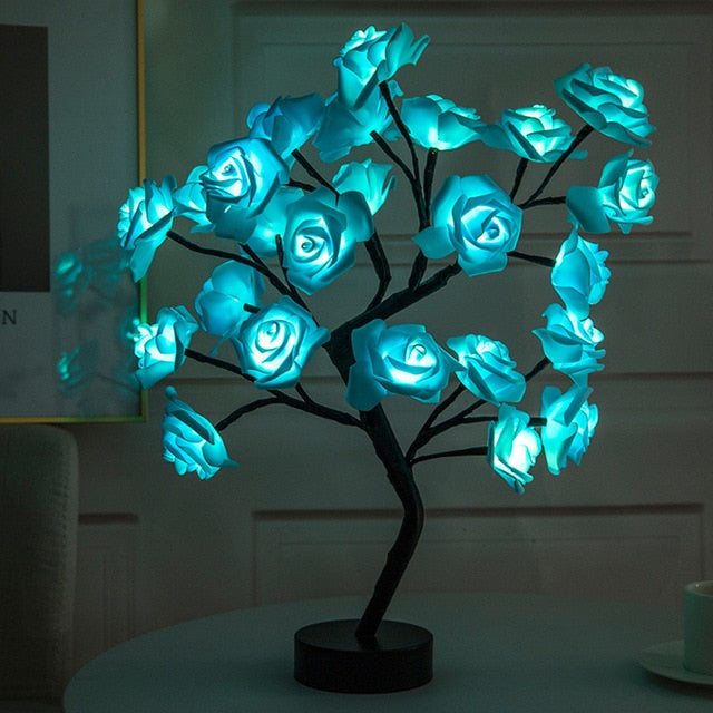 Illuminated Rose Tree - LumiRose-Blue-Nora Luxe