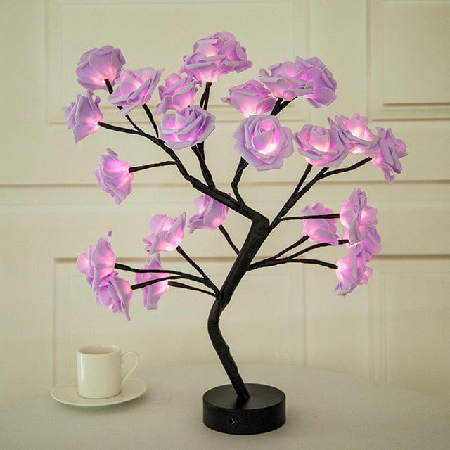 Illuminated Rose Tree - LumiRose-Purple-Nora Luxe