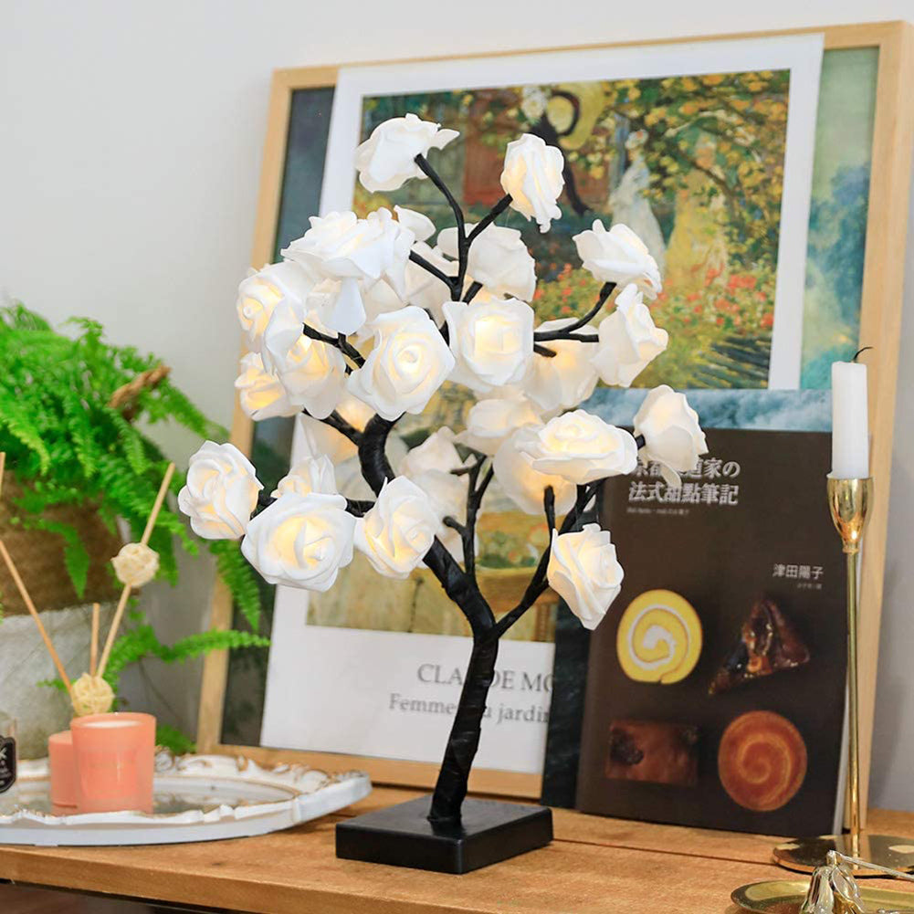 Illuminated Rose Tree - LumiRose-White-Nora Luxe