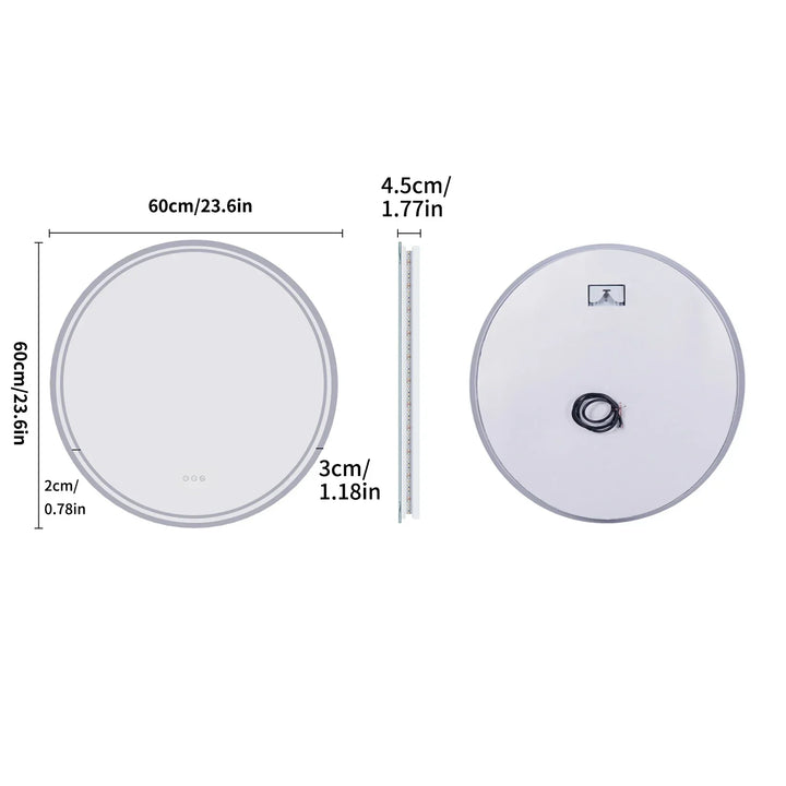 Illuminated Round Bathroom Mirror - LumiMirror-23.62 in-Nora Luxe