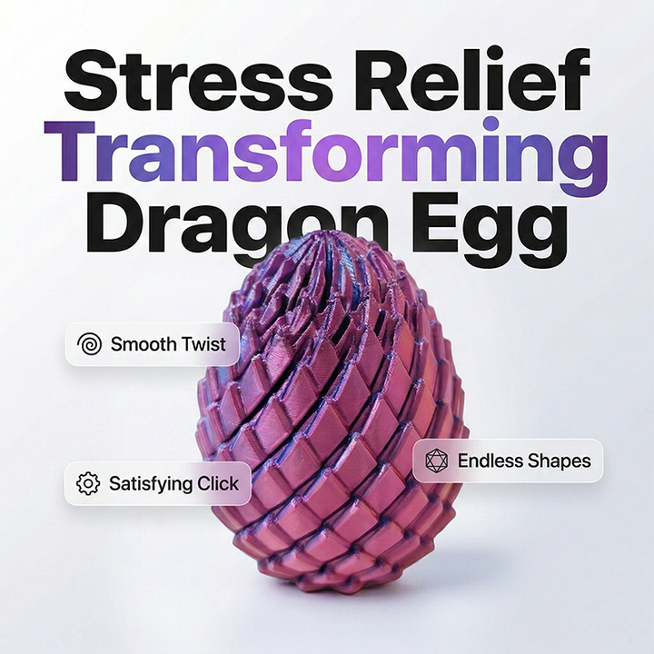 Scaled purple-pink egg standing upright on a plain light background, shown with feature callouts 1