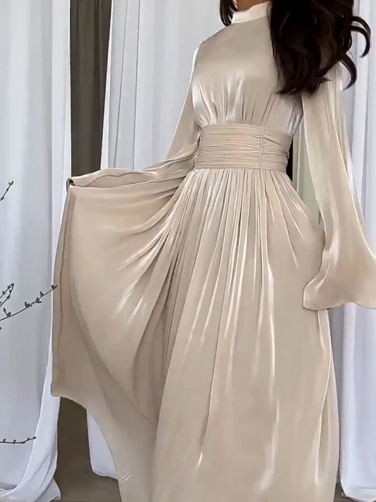 Imaginative maxi dress with flowing cut - Valentina-Beige-S-Nora Luxe