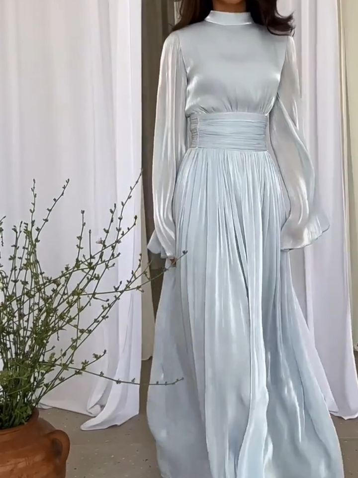 Imaginative maxi dress with flowing cut - Valentina-Blue-S-Nora Luxe