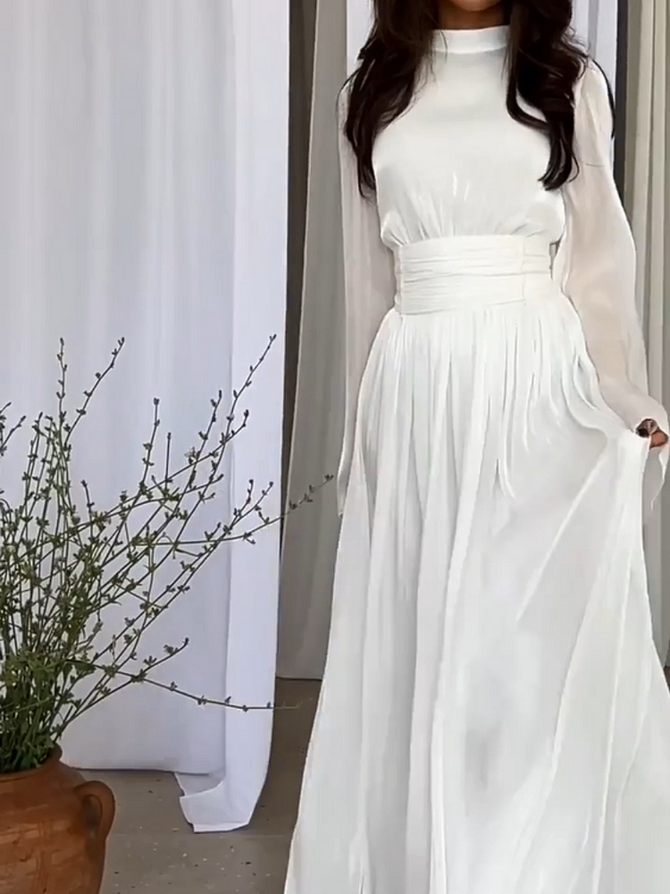 Imaginative maxi dress with flowing cut - Valentina-White-S-Nora Luxe