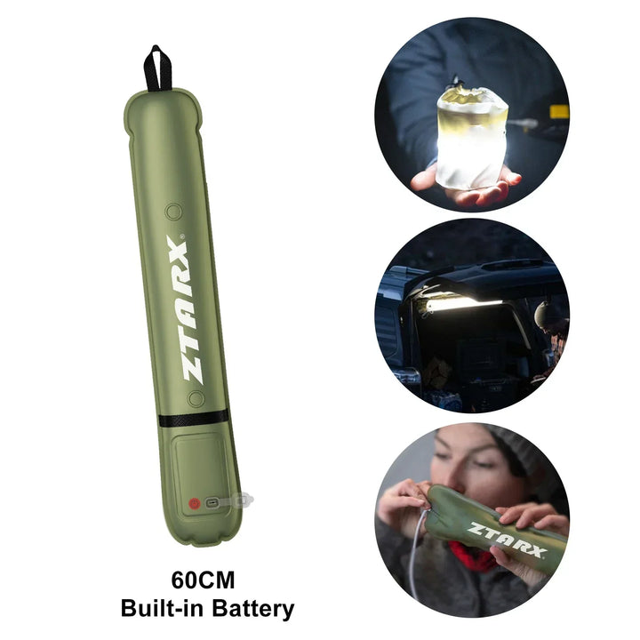 Inflatable Solar LED Tube Light - LumiGlow Pro-4000 mAh-Nora Luxe