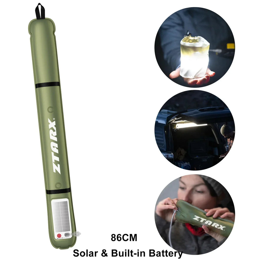 Inflatable Solar LED Tube Light - LumiGlow Pro-4000 mAh-Nora Luxe