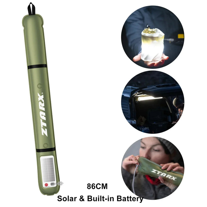 Inflatable Solar LED Tube Light - LumiGlow Pro-4000 mAh-Nora Luxe