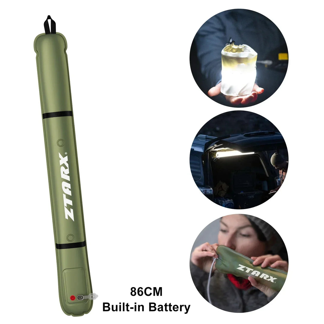Inflatable Solar LED Tube Light - LumiGlow Pro-4000 mAh-Nora Luxe