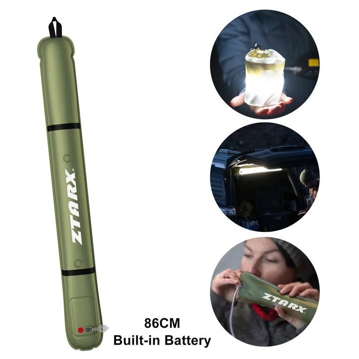 Inflatable Solar LED Tube Light - LumiGlow Pro-4000 mAh-Nora Luxe