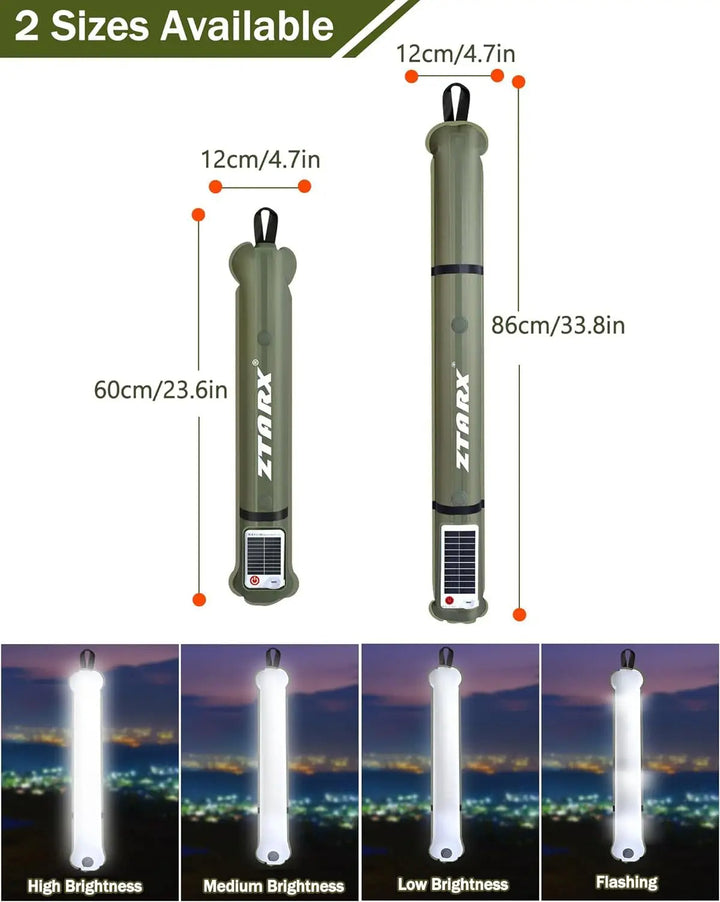 Inflatable Solar LED Tube Light - LumiGlow Pro-4000 mAh-Nora Luxe