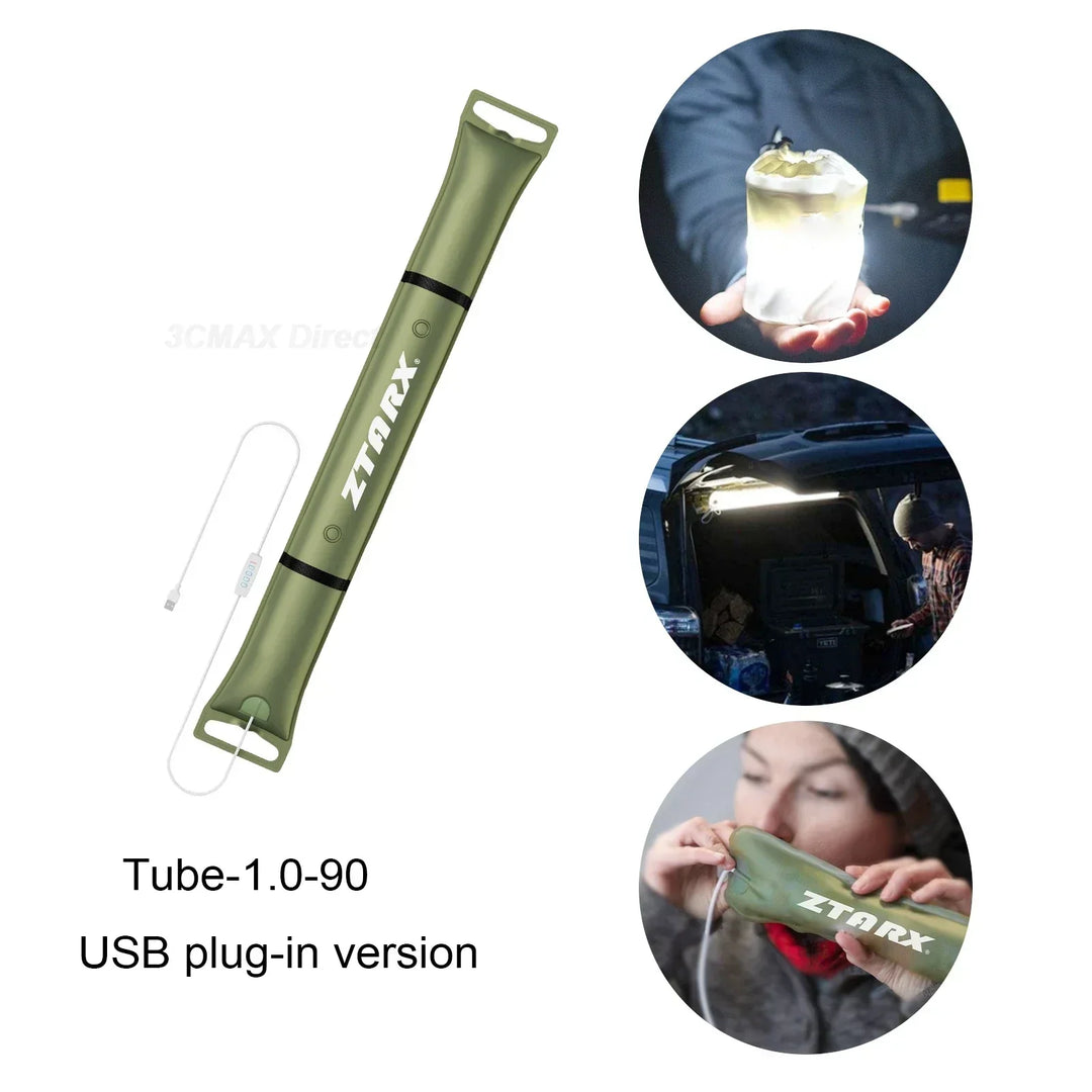 Inflatable Solar LED Tube Light - LumiGlow Pro-4000 mAh-Nora Luxe