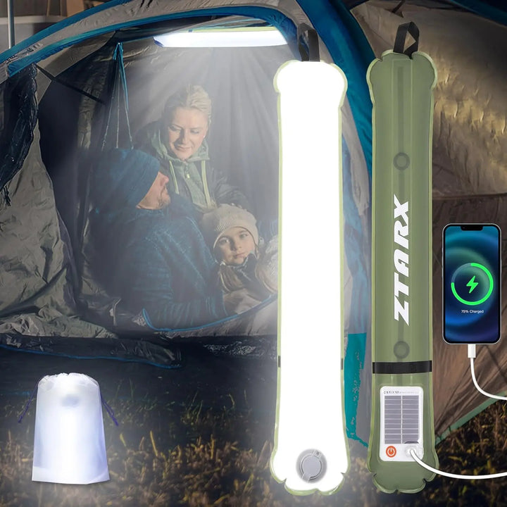 Inflatable Solar LED Tube Light - LumiGlow Pro-4000 mAh-Nora Luxe