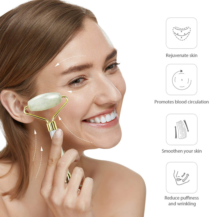 Instant Glow Gua Sha & Jade Roller Set-Green-Nora Luxe