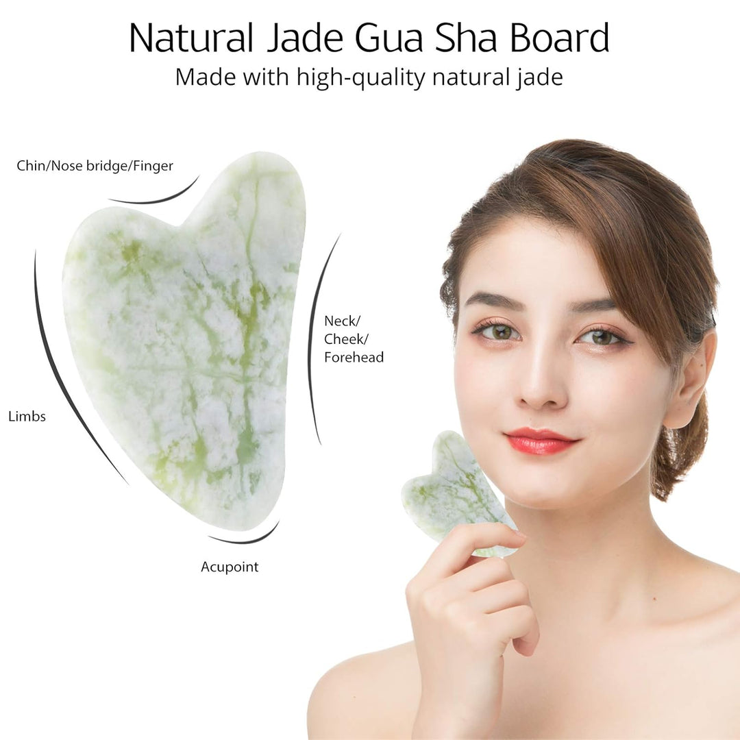 Instant Glow Gua Sha & Jade Roller Set-Green-Nora Luxe