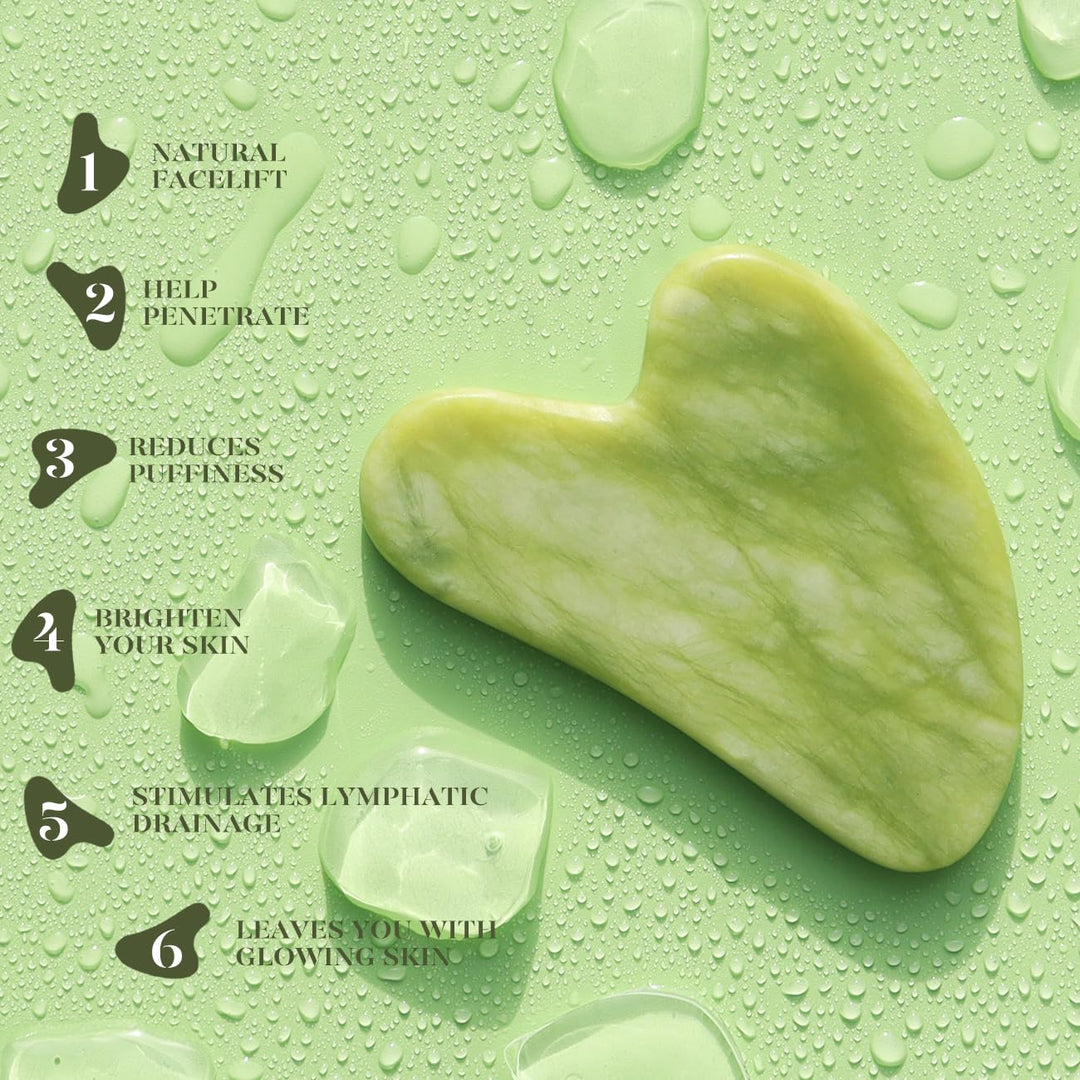 Instant Glow Gua Sha & Jade Roller Set-Green-Nora Luxe