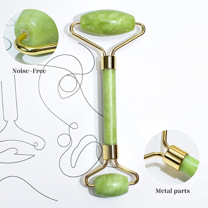 Instant Glow Gua Sha & Jade Roller Set-Green-Nora Luxe