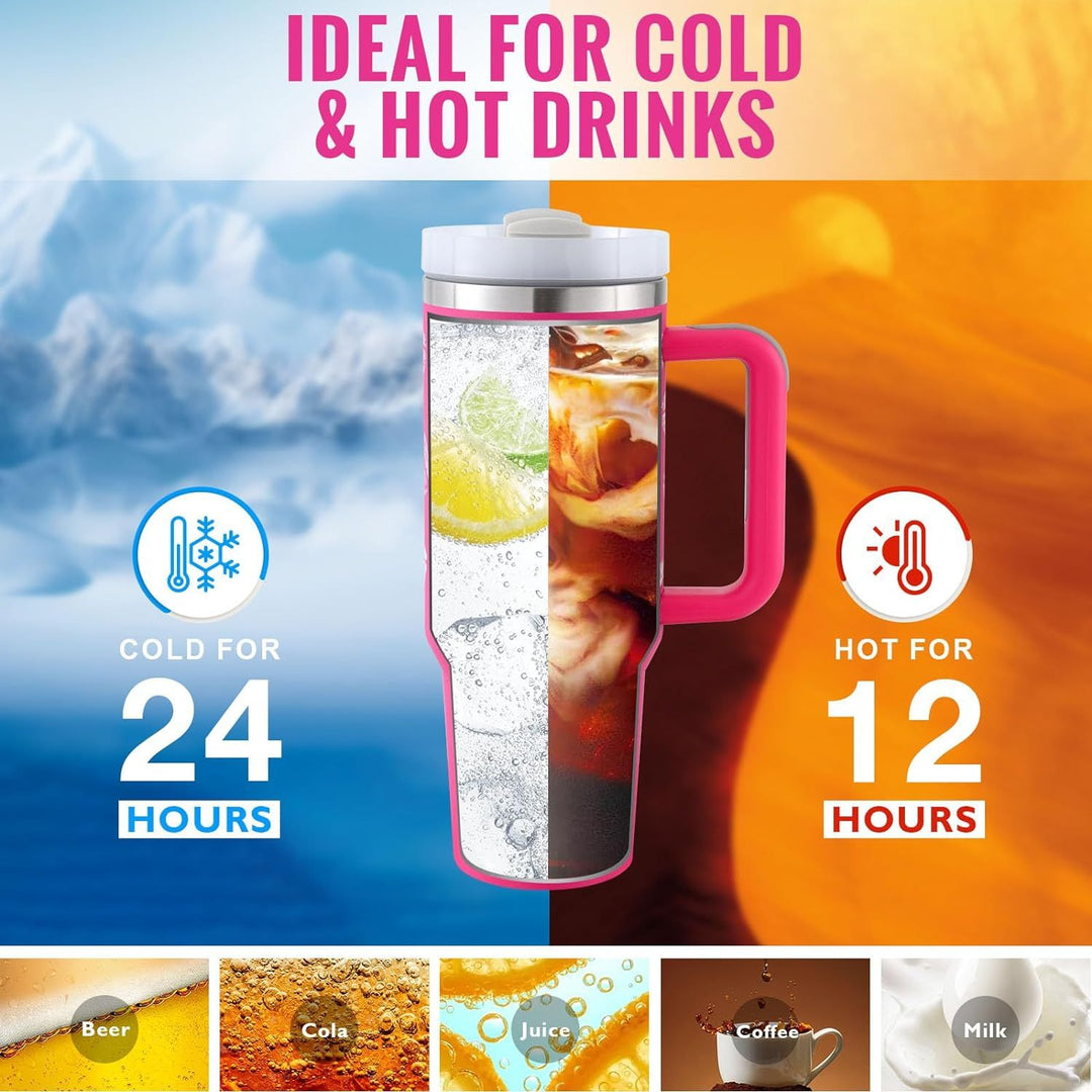 Insulated Mug with Handle and Straw - ChillMate-Black-1200 ML-Nora Luxe