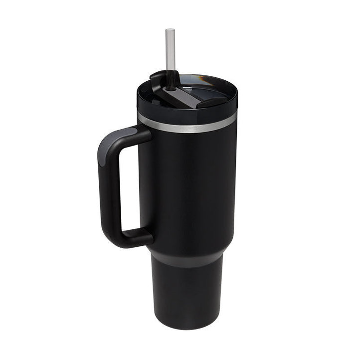 Insulated Mug with Handle and Straw - ChillMate-Black-1200 ML-Nora Luxe