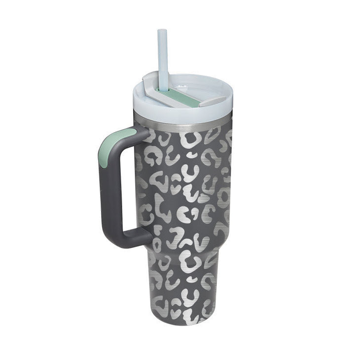 Insulated Mug with Handle and Straw - ChillMate-Gray-1200 ML-Nora Luxe