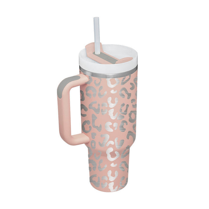 Insulated Mug with Handle and Straw - ChillMate-Light gray-1200 ML-Nora Luxe