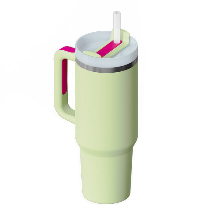 Insulated Mug with Handle and Straw - ChillMate-Light green-1200 ML-Nora Luxe